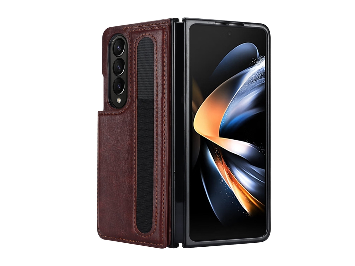 Capa Para Samsung Galaxy Z Fold6, Em Couro Pu, Com Porta-cartões. Marrom Czhhmart