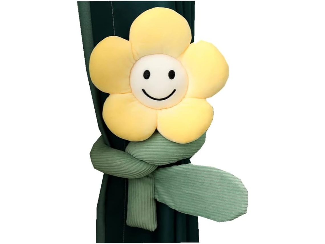 Fivela Criativa De Girassol Para Decoração De Cortinas, Pequena Flor De Pelúcia Aquaforge (amarela)