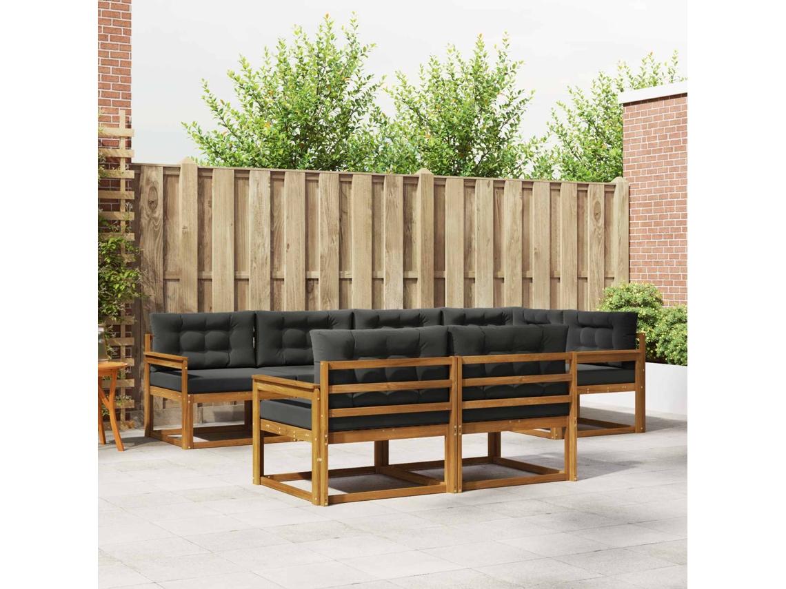 Vidaxl Conjunto De Sofás Para Exterior 8 Unid. Natural E Antracite