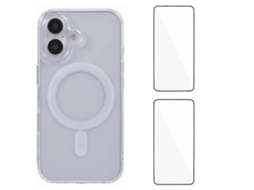 Capa Transparente Para Iphone 16 Wanlonfeng Série Lm1 Compatível Com Magsafe Com 2 Películas De Tela (orifício Grande Para Lente) Transparente