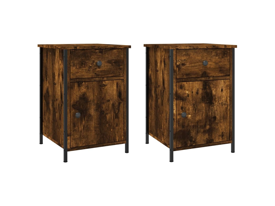 Conjunto de Mesas de Cabeceira 2pcs Derivados de Madeira Carvalho Fumado MAISON EXCLUSIVE (40x42x60 cm)