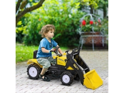 Carregador Infantil Com Caçamba Móvel, Buzina, Propulsão Por Pedais, Estrutura Metálica Desde Os 3 Anos, Amarelo 114×41×52cm
