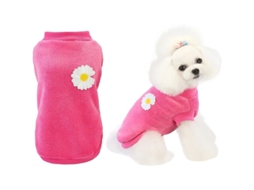 Suéter Para Cães De Lã Fleece Com Padrão De Crisântemo Abrigo Quente Inverno Roupa De Mascota