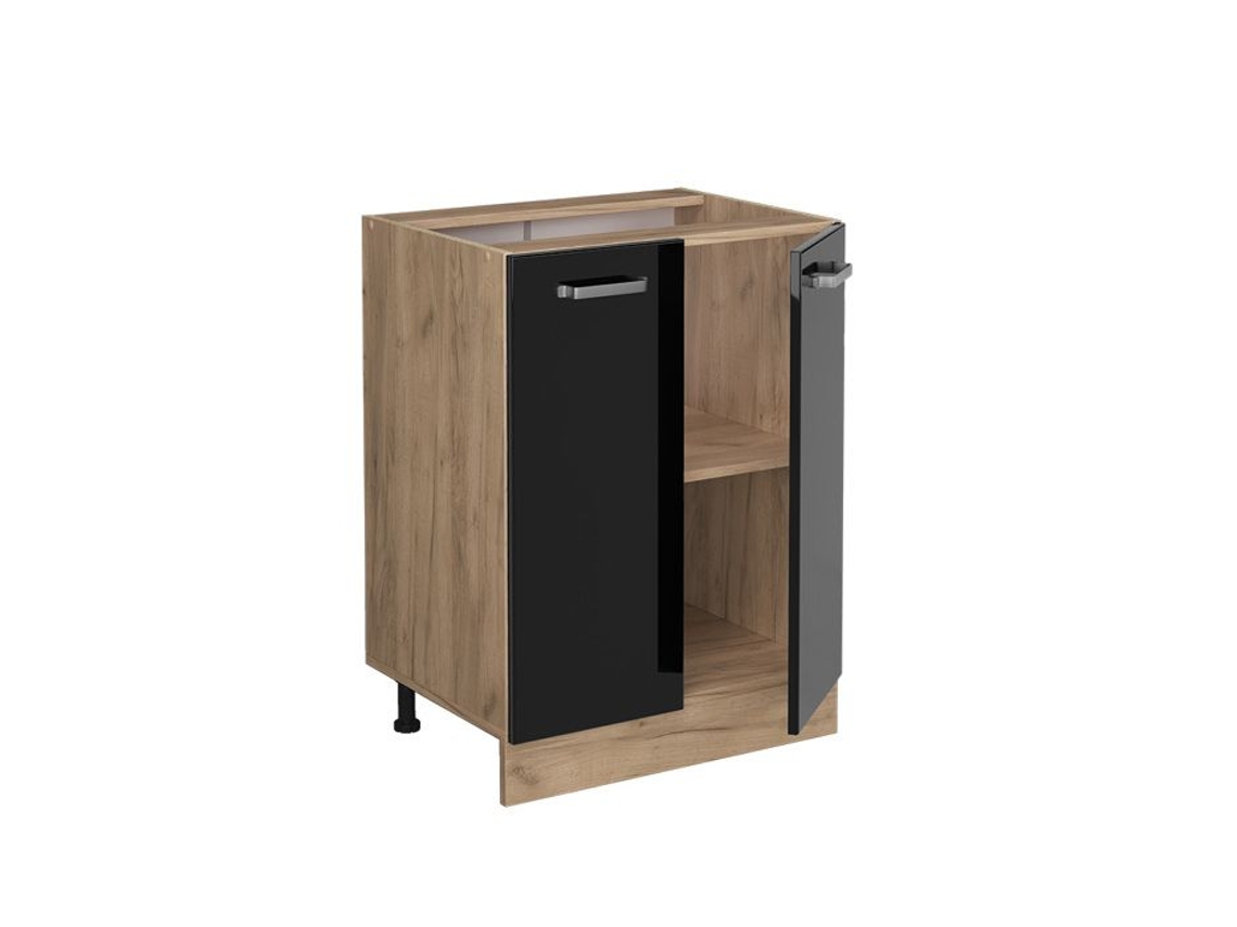 Móvel baixo de cozinha Vicco R-Line, preto alto brilho, 60 cm sem bancada