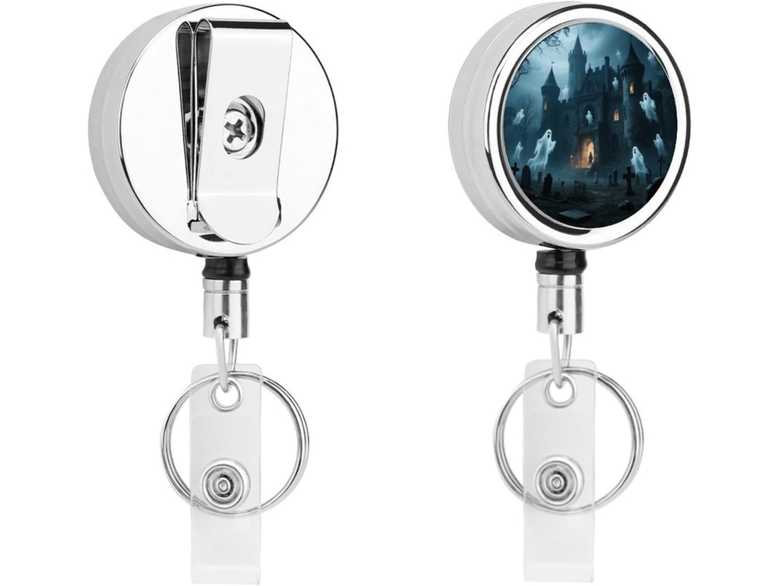 Chaveiro Castelo Fantasma, Chaveiro Retrátil De Metal Moderno E Durável Com Cordão De Nylon De 68cm Enfermeiros E
