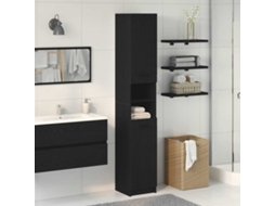 Vidaxl Armário De Banheiro Com Porta Carvalho Preto 32 X 34 X 188,5 Cm