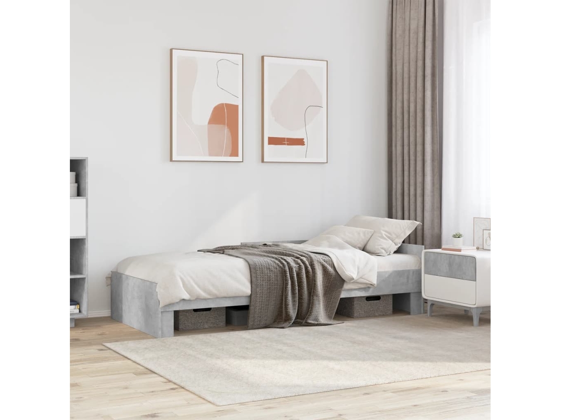 Vidaxl Estrutura De Cama 75x190 Cm Derivados De Madeira Cinza Cimento