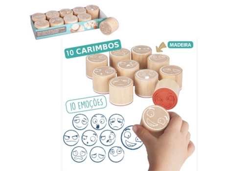 Carimbos em Madeira Emoções Conj. 10