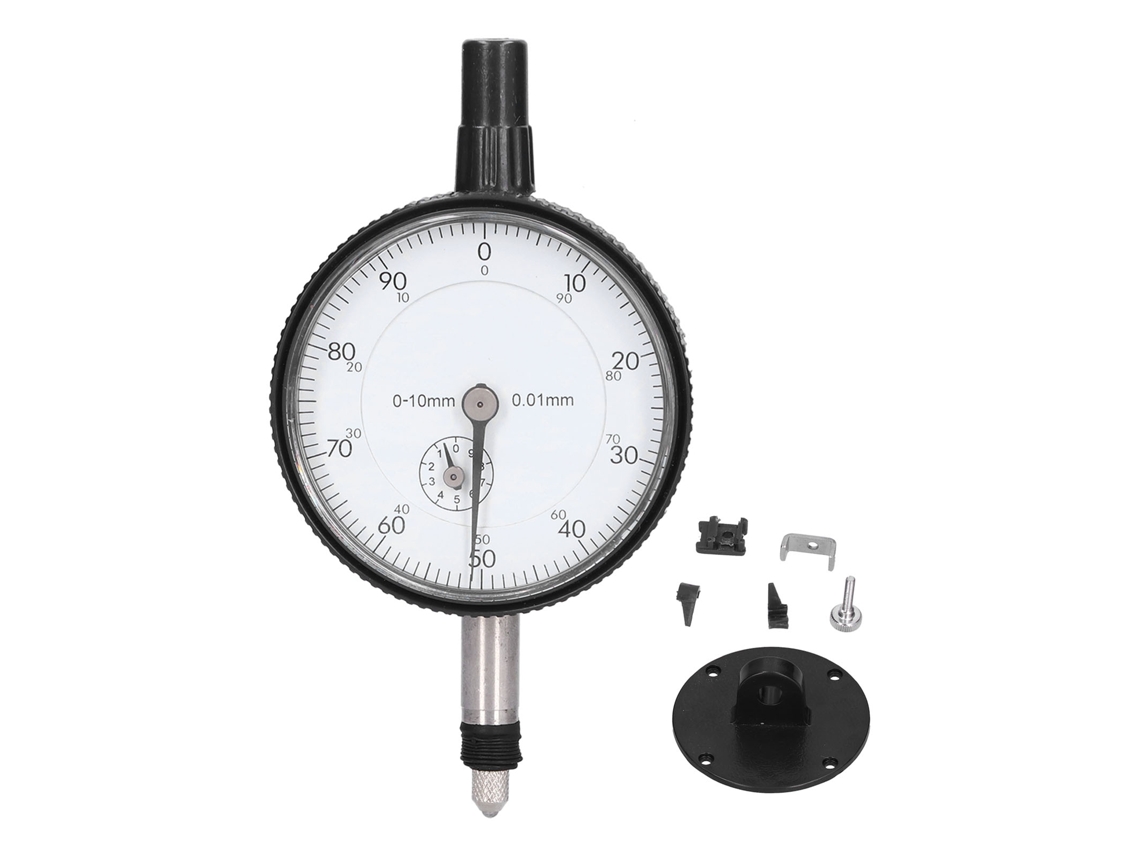 Indicador Dial Com Braço Ajustável Aço Inoxidável Ferramenta De Medição Comprimento 0-10mm 0.01mm Com Suporte