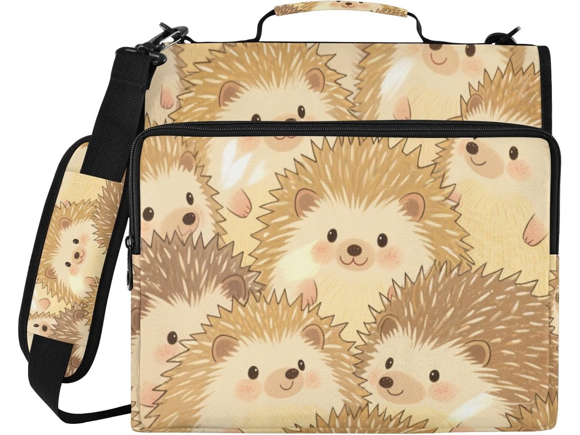 Mochila Escolar Fofa De Ouriço Bege Com Zíper, Alça E Estampa De Ouriço, À Prova D Água, Ideal Documentos E
