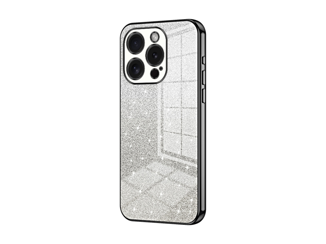 Capa Para Iphone 15 Pro - Glitter Degradê - Acabamento Eletroplaqueado