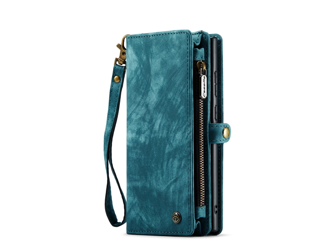 Capa Flip Para Celular, Nova Carteira Com Zíper, Capa De Couro Magnética Multifuncional.azul - Samsung A55