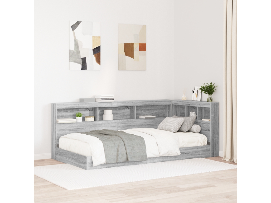 Cama Biblioteca Cinza Sonoma 75x190 Cm Madeira De Engenharia