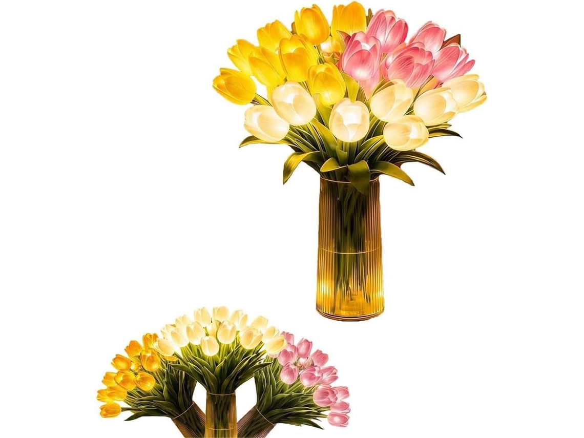 Luminária Noturna Led Radiante E Romântica Em Formato De Tulipa,