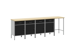Vidaxl Conjunto De Armários De Trabalho Com Gaveta 5 Pcs Preto E Cinza