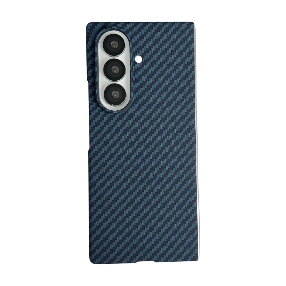 (azul, Galaxy Z Fold5) Capa Premium Texturizada Em Fibra De Carbono Kevlar, Resistente A Quedas E Com Carregamento Magnético Invisível