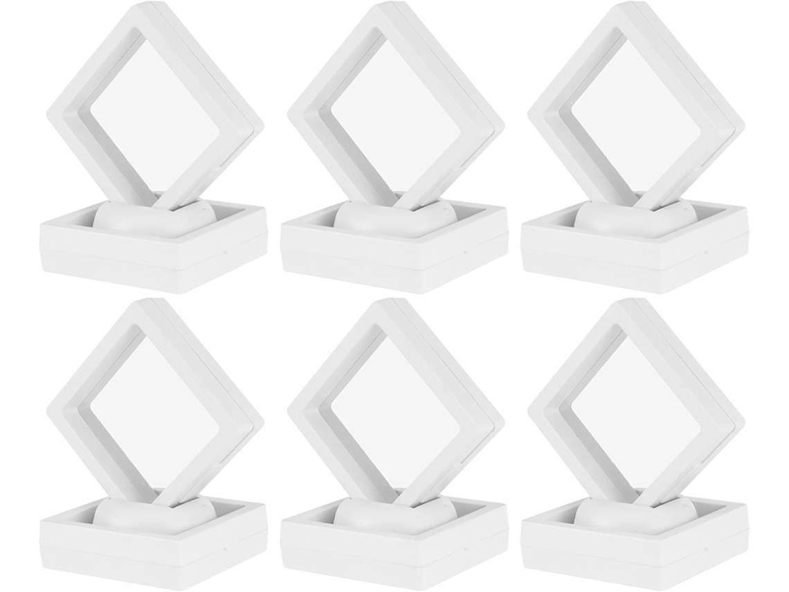 Caixa De Joias De Plástico Branco Com 6 Peças, Para Apresentação.