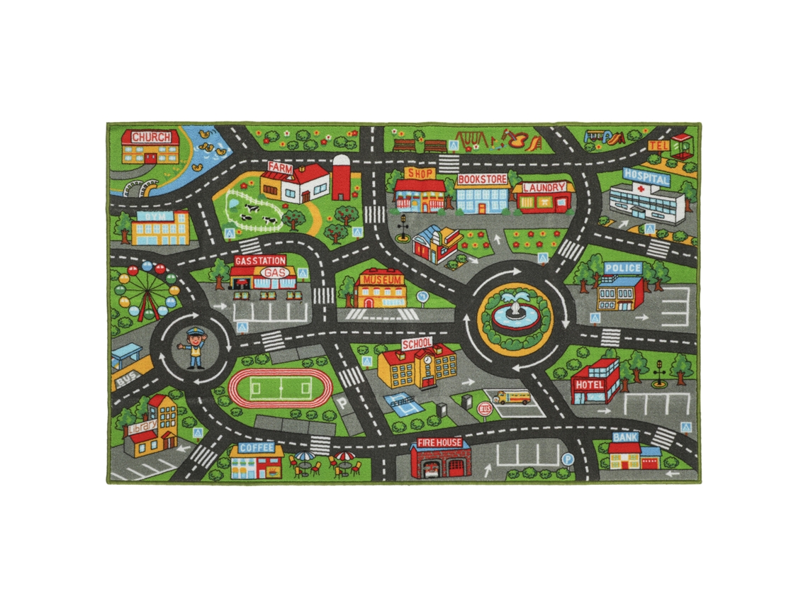 Tapete de bebê, antiderrapante, 160x100x0,5cm, tema cidade S/MARCA