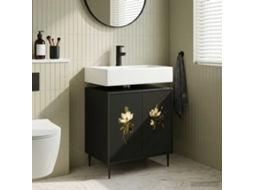 Vidaxl Armário De Banheiro Bremen Carvalho Preto 60 X 40 X 61 Cm