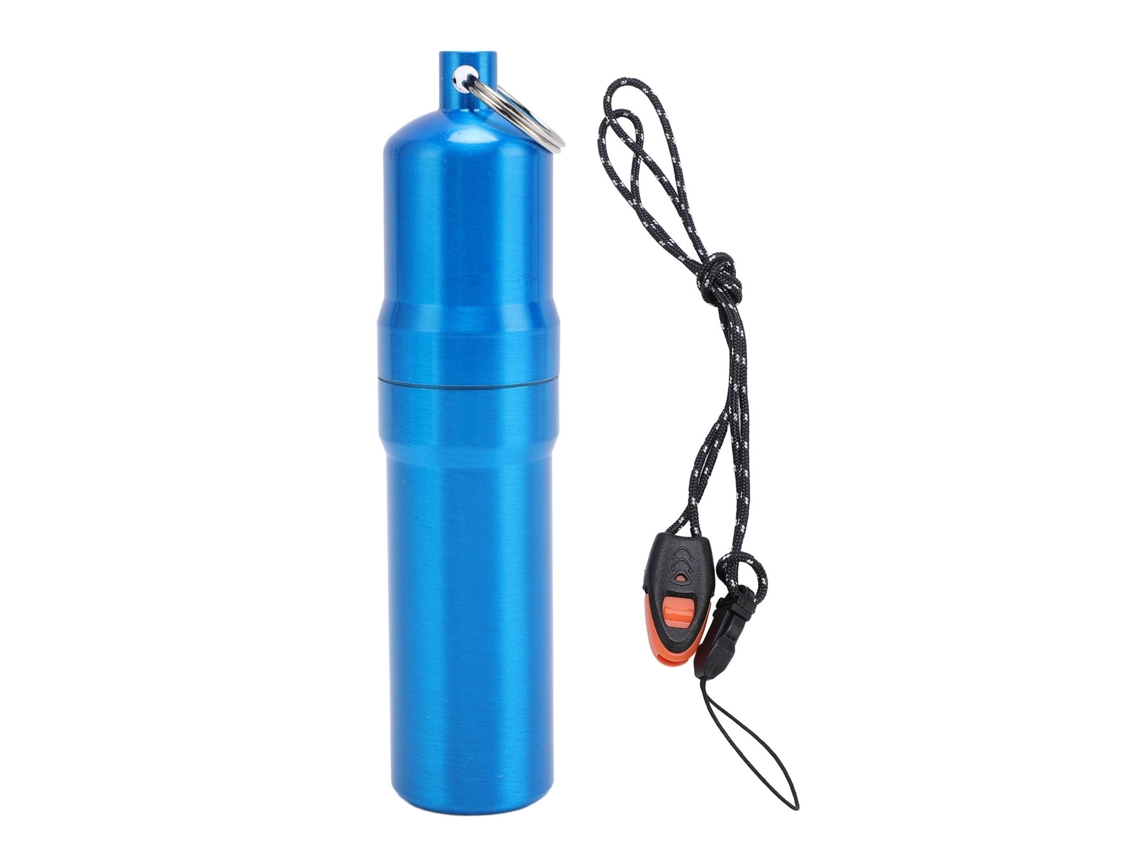 Tubo De Almacenamiento Metálico Aluminio Impermeable Para Camping Viaje Exterior Azul