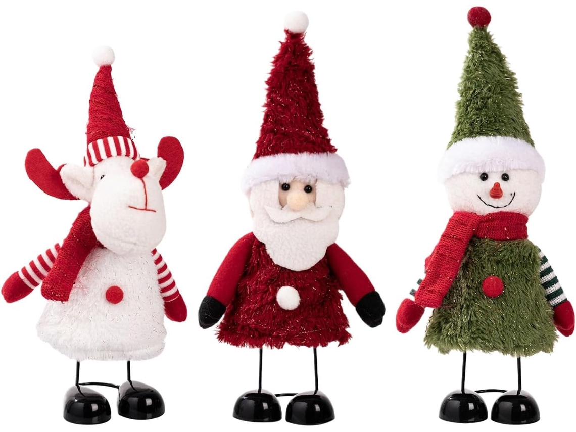 Decora Es Telesc Picas de Natal com Papai Noel Boneco Neve e Alce para Festas o Mesa Prateleira Lareira Balc Estante VAYOTOY