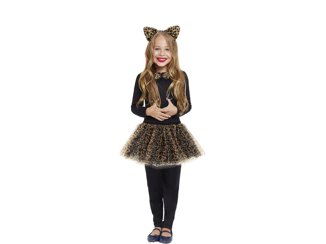 Kit Leopardo Infantil Tutu, bandana, laço e cauda
