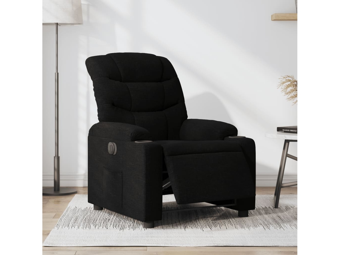 Vidaxl Poltrona Elétrica Reclinável Tecido Preto