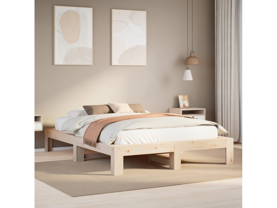 Vidaxl Cama Sem Colchão 140x190 Cm Madeira De Pinho Maciça