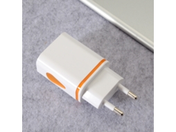 Cargador De Parede Usb De Dois Portos Led De Viagem 100-240v Adaptador Laranja