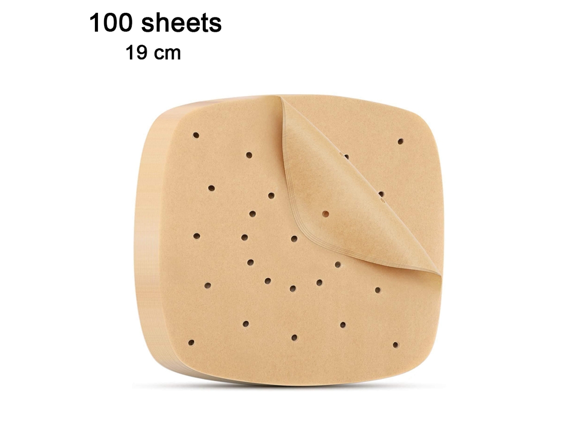 100 Pedaços de Forro de Fritadeira Papel Perfurado Papel para Pão Cozido no Vapor Papel Absorvente de Óleo 7,5 Polegadas Estilo 2 ZMDECQNA