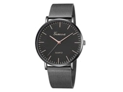 Relógio Geneva Fashion Quartz Para Homens E Mulheres Com Pulseira De Aço Inoxidável Em Malha.