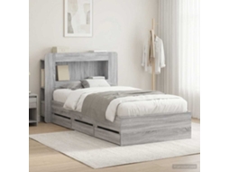 Vidaxl Estrutura De Cama Com Armazenamento Sonoma Cinzento 90 X 190 Cm