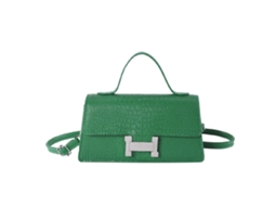 Bolsa de Ombro Feminina Pequena Estampada Pu Couro Cor Verde Casual Diária 22x12x6cm