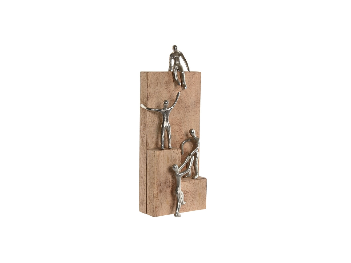 Figura Decorativa HOME ESPRIT Castanho Prateado Natural 15 x 10 x 39 cm
