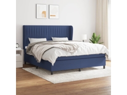 Vidaxl Cama Com Molas/colchão 180x200 Cm Tecido Azul