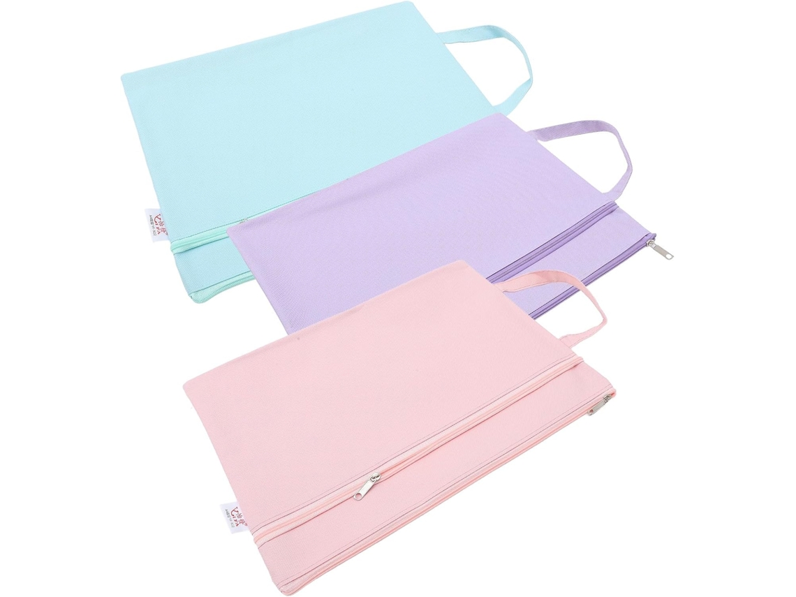 Conjunto Amosfun com 3 Bolsas de Armazenamento A4 Camada Dupla, Grandes Plástico Translúcido Zíper À Prova D'á