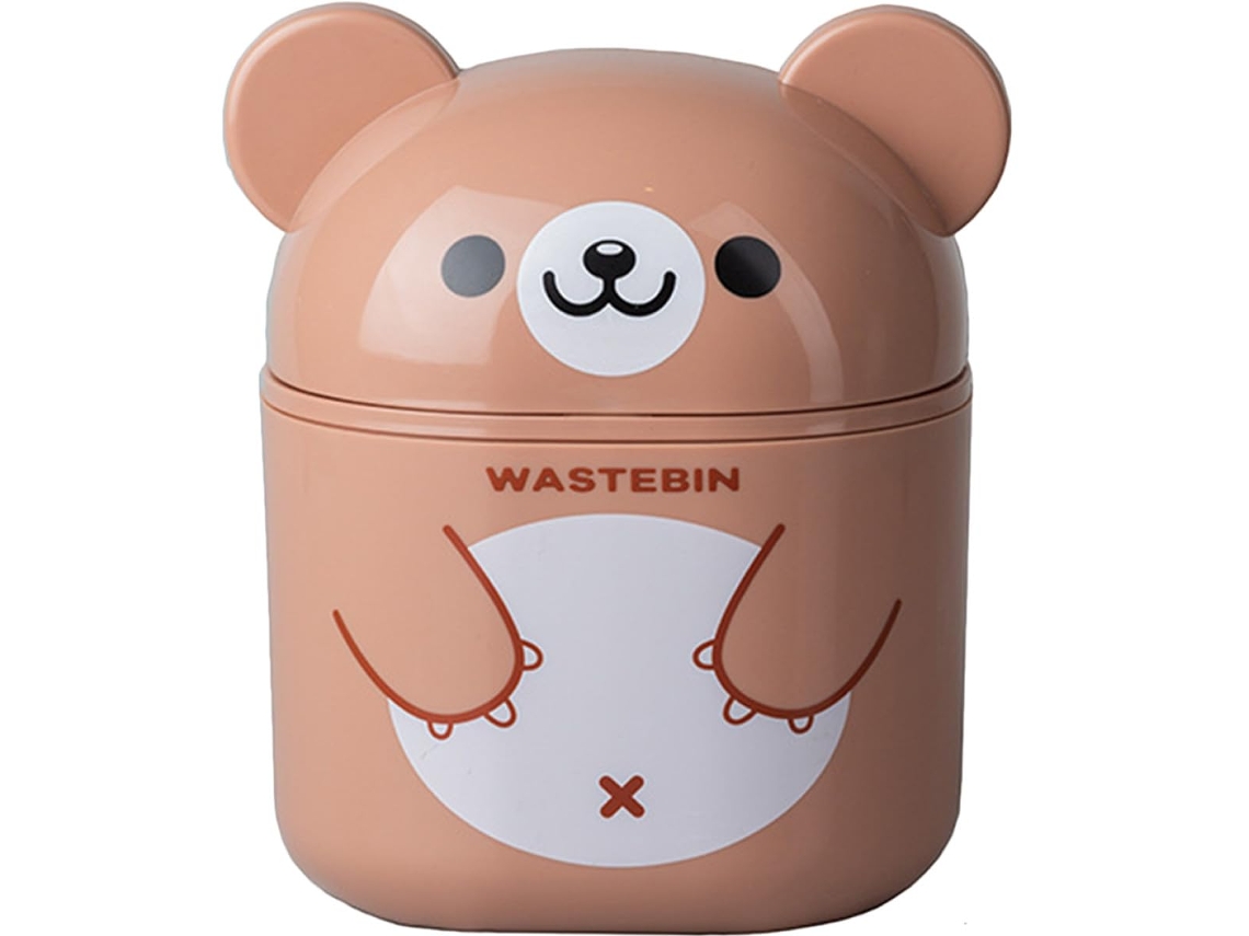 Lixeira de Mesa Pequena com Tampa. Plástico Marrom para e Cosméticos. Adequada Escritório, Quarto CHABERLU