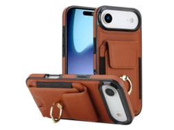 Capa Para Iphone 17 Air Com Bolso Elástico Para Cartão E Suporte De Anel