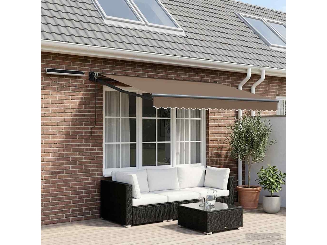 Vidaxl Toldo Retrátil Elétrico Cinzento-acastanhado