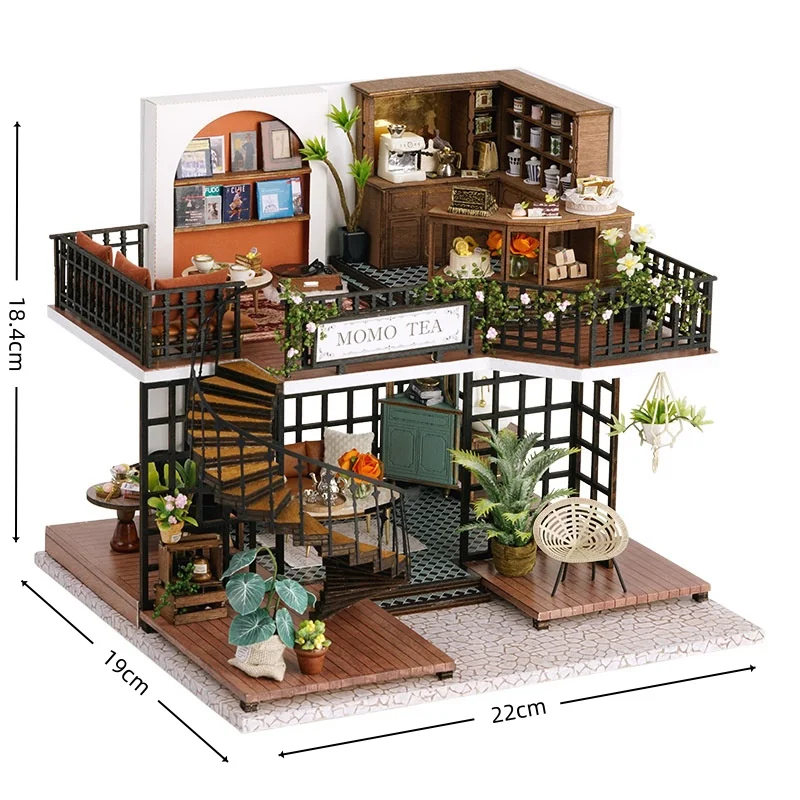 Quebra cabeça 3d de Madeira para Montar, Tema Chá na Selva, Mini Casa de Bonecas. MDUG