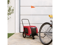 Vidaxl Reboque Bicicleta P/ Animais Tecido Oxford/ferro Vermelho/preto