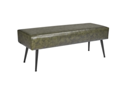 Banco de couro 400 x 1100 x 430 mm com pernas de metal e costura, veludo verde