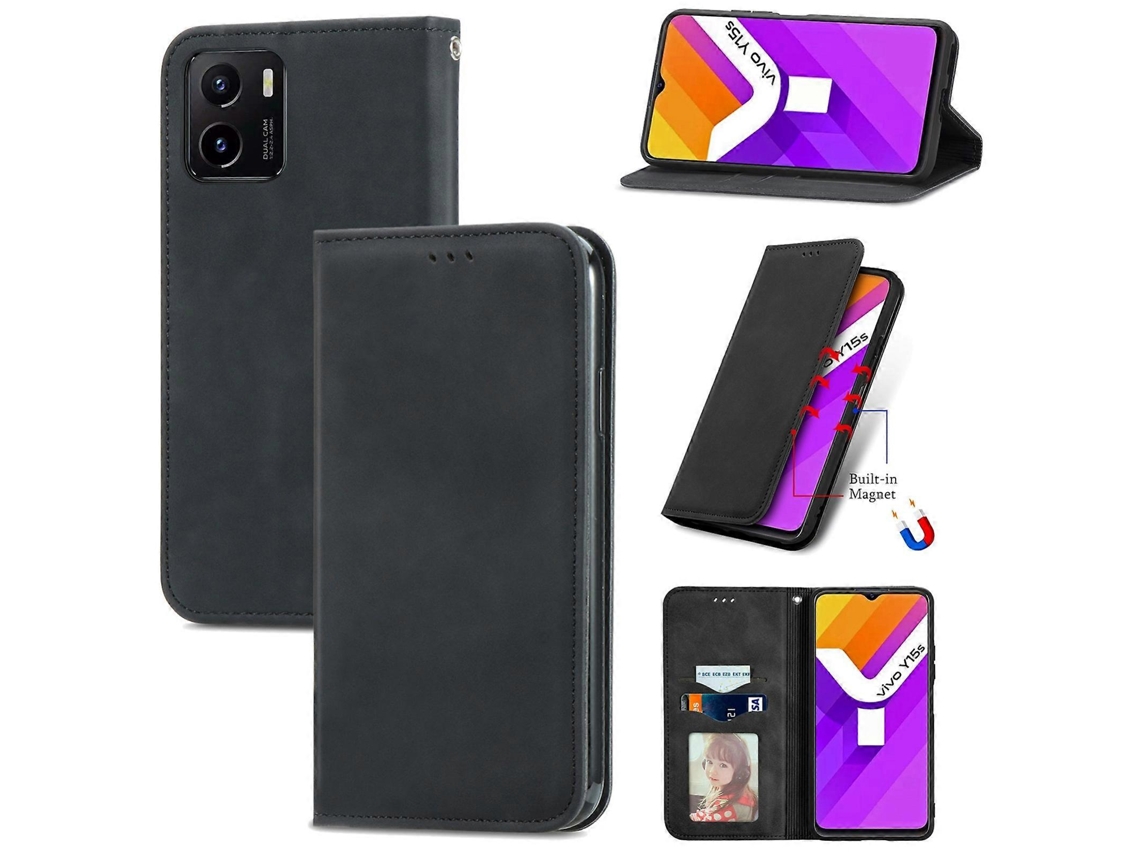 Capa De Celular Flip Horizontal Magnética Com Toque Retrô Para Vivo Y15s