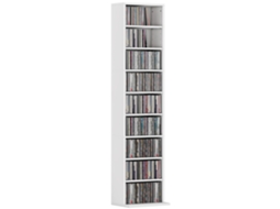 Prateleira para CDs com 6 prateleiras ajustáveis capacidade para 260 CDs/120 DVDs 33x24x140 Cm branco BTFORUS