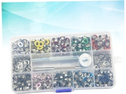 Kit Com 400 Ilhós Metálicos Multicoloridos E Ferramenta De Instalação