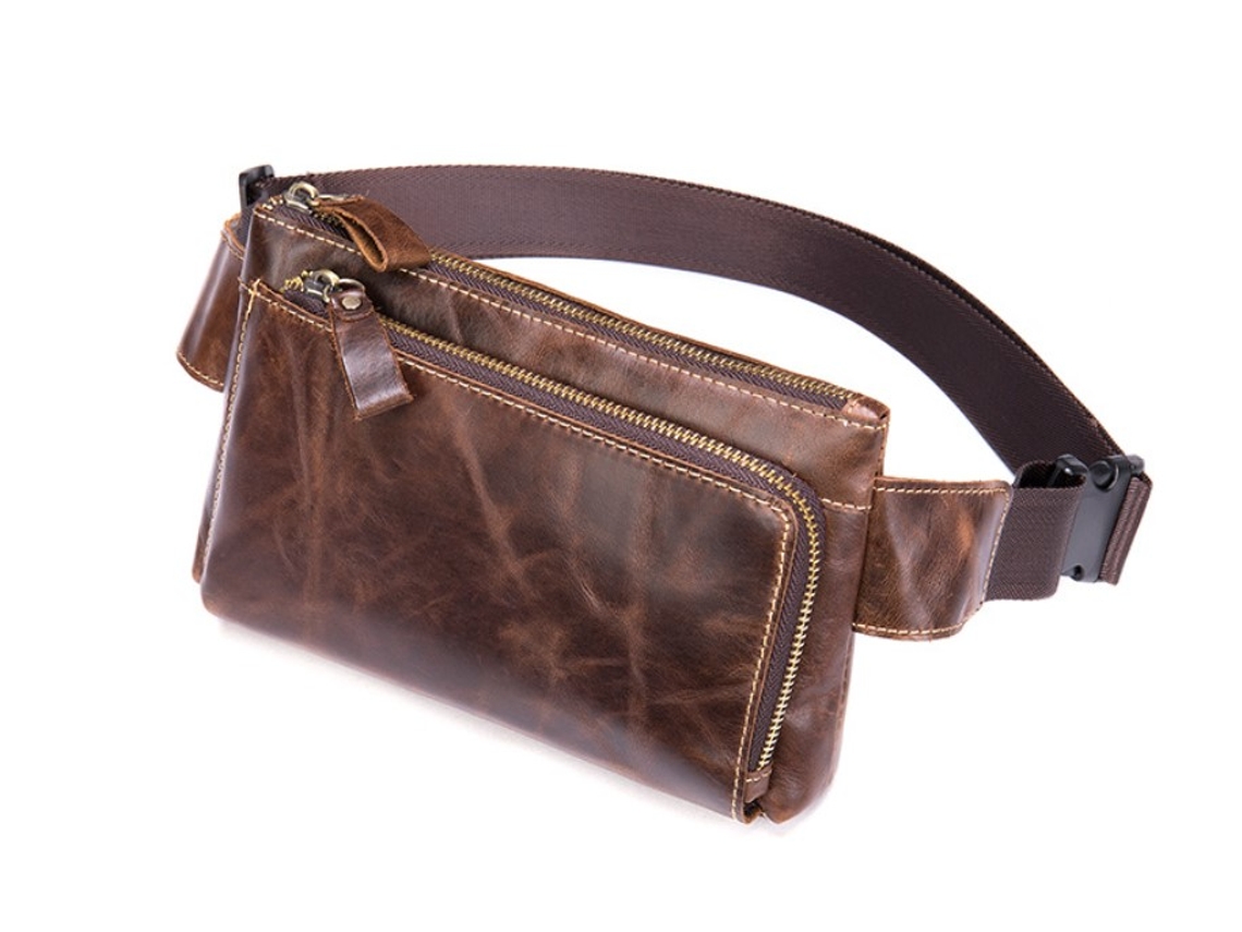 Bolsa De Ombro Mensageiro Masculina De Couro Bovino Com Camada Superior, Bolsa Para Celular, Bolsa De Peito Mensageiro Masculina SUNNY SPACES
