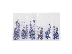 Strass de cristal AB com base plana em 6 tamanhos por pacote para decoração de unhas (azul escuro)
