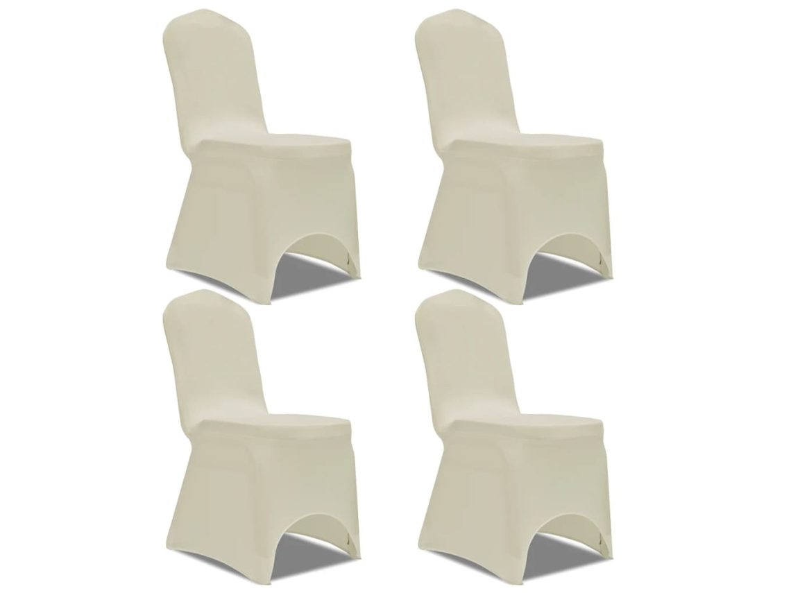 Vidaxl Capa Extensível Para Cadeira 4 Pcs Creme