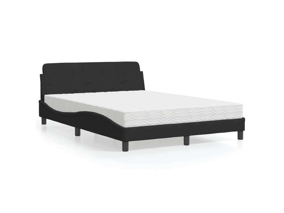 Cama Com Colchão 120x200 Cm Veludo Preto