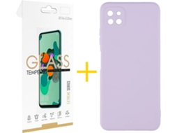 Capa e Película de Vidro Samsung A22 5G SKYHE Silicone Líquido Roxo